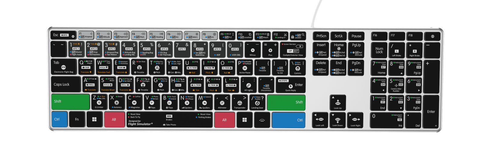 Editors Keys Flight Simulator AB10 keyboard with MSFS 2024 commands printed on the keys